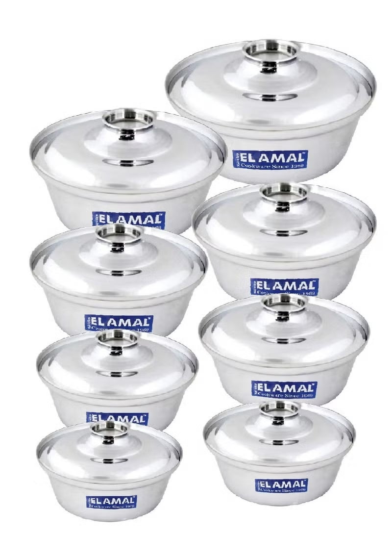 Elamal Aluminum Pots Set Conical Consisting of 8 Pots Egyptian Industry Size 16/18/20/22/24/26/28/30 cm - Image 2